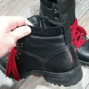 Cole Haan | Shoes | Cole Haan Black Leather Red Lace Boots  display picture 3